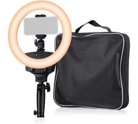 BRESSER BR-22B Lampe annulaire à LED bicolore avec poignée et raccord pour trépi