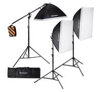 Bresser Kit éclairage LED BR-235B Studio 3 softboxes 60x80 cm, 15 ampoules 5500K IRC>85 Noir