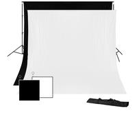 BRESSER BR-D23 Support de Fond de Studio + 2x Fond de Studio en Tissu 3 x 4m (Noir et Blanc)