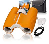 Bresser Jumelles Junior pour Enfants 6 x 21 avec Corps en Caoutchouc Robuste et focalisation Centrale avec étui de Ceinture et dragonne Orange