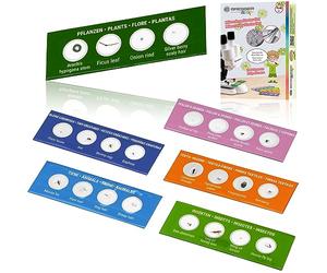 Bresser Junior Coffret Microscope avec 24 préparations permanentes Enfants | 6 lames, animaux, plantes, insectes, fibres, pollens et micro organismes, kit d’initiation à la microscopie pour enfants