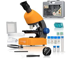 Bresser Junior Microscope 40x-640x avec éclairage LED et Fonctionnement à Piles