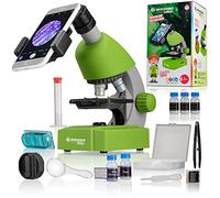 Bresser Junior Microscope pour enfants éclairage LED réglable support pour smartphone préparation de spécimens et échantillons préparés pour l'éducation et l'exploration microcosmique Vert