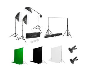 Bresser - Kit Set d'éclairage lumière du jour LED BR-230B + Kit support et fonds