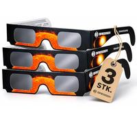 Bresser Lot de 3 lunettes d'éclipse solaire pour l'observation sûre du soleil, avec film filtrant la lumière blanche de qualité supérieure, conforme à la norme ISO 12312-2:2016