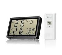 Bresser Meteo Temp HZ Station météo sans fil avec mesure précise de la température intérieure et extérieure et prévisions météorologiques, Noir