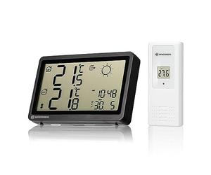 Bresser Meteo Temp HZ Station météo sans fil avec mesure précise de la température intérieure et extérieure et prévisions météorologiques, Noir