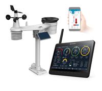 Bresser MeteoChamp Station météo Wi-Fi 9 en 1 avec cadre photo numérique, écran HD, affichage de la qualité de l'air, prévisions météorologiques, connexion Wi-Fi, capteur extérieur et intérieur, blanc