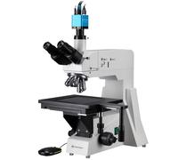 Bresser Microscope à lumière réfléchie 50-800x avec objectifs planachromatiques, polariseur, Platine Large + caméra HDMI Full HD compacte Noire