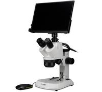 BRESSER Microscope stéréo trinoculaire Analyth STR 10x-40x avec caméra MikroCam MINI Full HD HDMI et écran MINI HDMI (13,3")