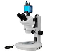 Bresser Microscope stéréo Zoom 8-50x éclairage LED Incident transmitted avec caméra MicroCam Pro HDMI autofocus Noir