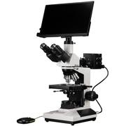Bresser Microscope trinoculaire à lumière réfléchie/transmise avec caméra HDMI Full HD et écran 13,3" - Éclairage halogène 20 W, C-Mount