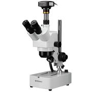 Bresser Microscope trinoculaire stéréoscopique Zoom 10x-160x avec caméra 12MP USB 3.0 LED lumière incidente et transmise Noir