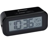 Bresser MyTime Amber Réveil Radio-piloté DCF Avec Rétro-éclairage Ambre Utilisable En Veilleuse La Nuit,Capteur De Luminosité (Piles),Alarme,Température,Noir,13 x 6 x 5 cm,