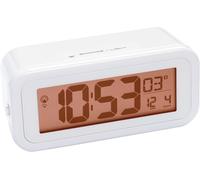 Bresser MyTime Amber Réveil Radio-piloté DCF Avec Rétro-éclairage Ambre Utilisable En Veilleuse La Nuit,Capteur De Luminosité (Piles),Alarme,Température,Blanc,13 x 6 x 5 cm,
