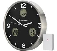 Bresser Horloge murale radio-pilotée MyTime IO NX - Mesure température & humidité - 30 cm Noir