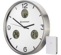 Bresser MyTime IO NX Horloge Murale Radio-pilotée avec thermomètre et hygromètre 30 cm de diamètre, Blanc.