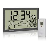 Bresser MyTime Jumbo Station météo sans Fil avec capteur extérieur LCD Horloge Murale météo avec capteur extérieur et Chiffres Extra Grands pour Table et Montage Mural Gris
