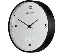Bresser MyTime Horloge Murale Radio-pilotée LED avec Cadran de 24 cm et Affichage des Secondes LED, température intérieure et Mouvement Radio-piloté Silencieux Blanc