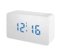 Bresser MyTime WBW Réveil Radio-piloté avec LED Bleue à intensité Variable Blanc Aspect Bois 108 x 65 x 45 cm