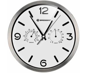 Bresser Optics MyTime Réveil à quartz Acier inoxydable et Blanc