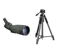 Bresser Pirsch 25-75x100 45° Longue Vue & Trépied Traveler F002022 TR-682AN avec tête panoramique 3 Voies Noir 180 cm