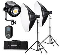 BRESSER Set de lumières photographiques, Noir | Bresser BR 80SL Kit studio double COB LED 2 x 80 W avec octabox 95 cm