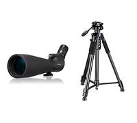 Bresser Spektiv Corvette 20-60 x 80 cm étanche avec Corps Rotatif à 340 ° & Trépied Traveler F002022 TR-682AN avec tête panoramique 3 Voies Noir 180 cm