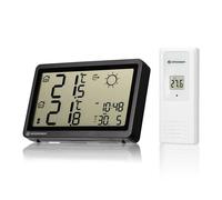 Bresser Meteo Temp HZ Station météo sans fil avec mesure précise de la température intérieure et extérieure et prévisions météorologiques, Noir