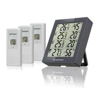 Bresser Station météo sans fil Temeo Hygro Quadro – 3 capteurs ext., 4 lieux, temp. et humid. – Gris