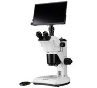 Bresser stéréomicroscope trinoculaire 7-63x Zoom LED éclairage Incident et transmitted caméra HDMI Full HD écran 13,3" Noir