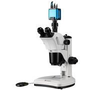 Bresser stéréomicroscope trinoculaire Zoom 7-63x éclairage LED Incident et transmitted avec caméra HDMI 5MP WiFi Noire