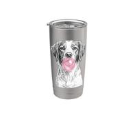 Bretagne Chien Soufflant Bulle Rose Bubblegum Gobelet isotherme en acier inoxydable double paroi