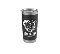 Bretagne Dans Le Cœur Triskell Phare Breton Mer Océan Gobelet isotherme en acier inoxydable double paroi