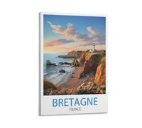 Bretagne France Affiche de voyage vintage 50x75 cm Toile d'art et affiche murale Impression d'image décorative moderne pour la chambre à coucher de la famille