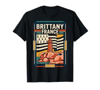Bretagne France Drapeau Breton Phare Côtier Voyage Art T-Shirt