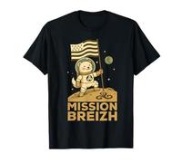 Bretagne Hermine Astronaute sur la Lune et Drapeau Breton T-Shirt