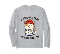 Bretagne Homme Breton Chat Têtu - Marinière Humour Identité Manche Longue