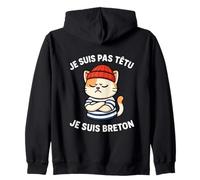 Bretagne Homme Breton Chat Têtu - Marinière Humour Identité Sweat à Capuche
