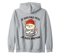 Bretagne Homme Breton Chat Têtu - Marinière Humour Identité Sweat à Capuche
