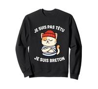 Bretagne Homme Breton Chat Têtu - Marinière Humour Identité Sweatshirt