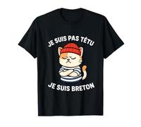 Bretagne Homme Breton Chat Têtu - Marinière Humour Identité T-Shirt