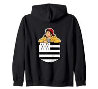 Bretagne Homme Breton Poche Ciré Jaune Bonnet Marin Pêcheur Sweat à Capuche