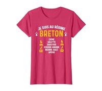 Bretagne Humour Je suis Au Régime Breton T-Shirt, Femme, Rouge Chiné, M