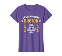 Bretagne Humour Je suis Au Régime Breton T-Shirt, Femme, Violet Chiné, M