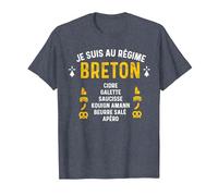 Bretagne Humour Je suis Au Régime Breton T-Shirt, Homme, Bleu Chiné, XL