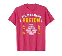 Bretagne Humour Je suis Au Régime Breton T-Shirt, Homme, Rouge Chiné, S