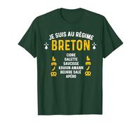 Bretagne Humour Je suis Au Régime Breton T-Shirt, Homme, Vert Forêt, L