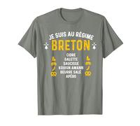 Bretagne Humour Je suis Au Régime Breton T-Shirt, Homme, Vert Kaki chiné, M