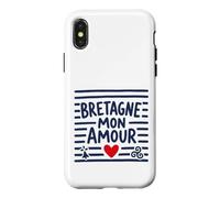 Bretagne Mon Amour Bretonne Breton Cœur Triskell et Hermine Coque pour iPhone X/XS